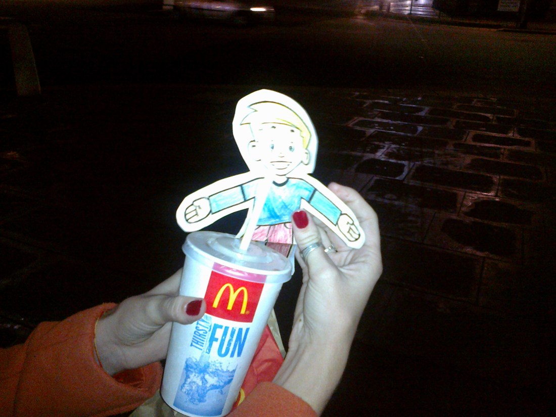 Stan enjoying McDonalds by Westminster