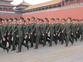 Marching in Tiananmen Square