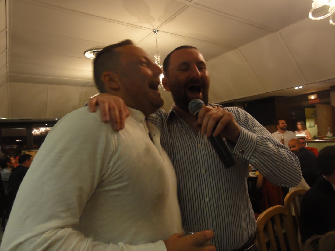 Singing the Scottish national anthem. We were not permitted to sing the American one. Hmph. 