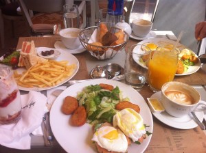 Breakfast and lunch.