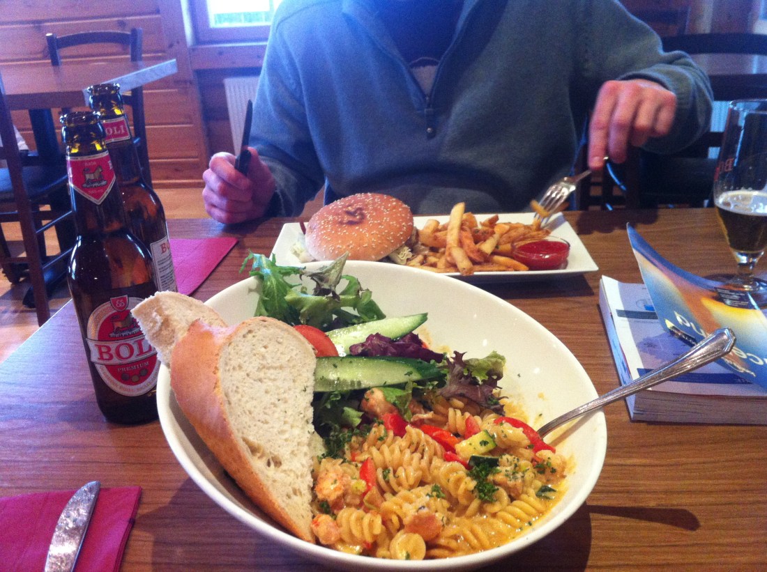 Mmm. Langostine pasta and a reindeer burger with Boli. Mouth is watering.