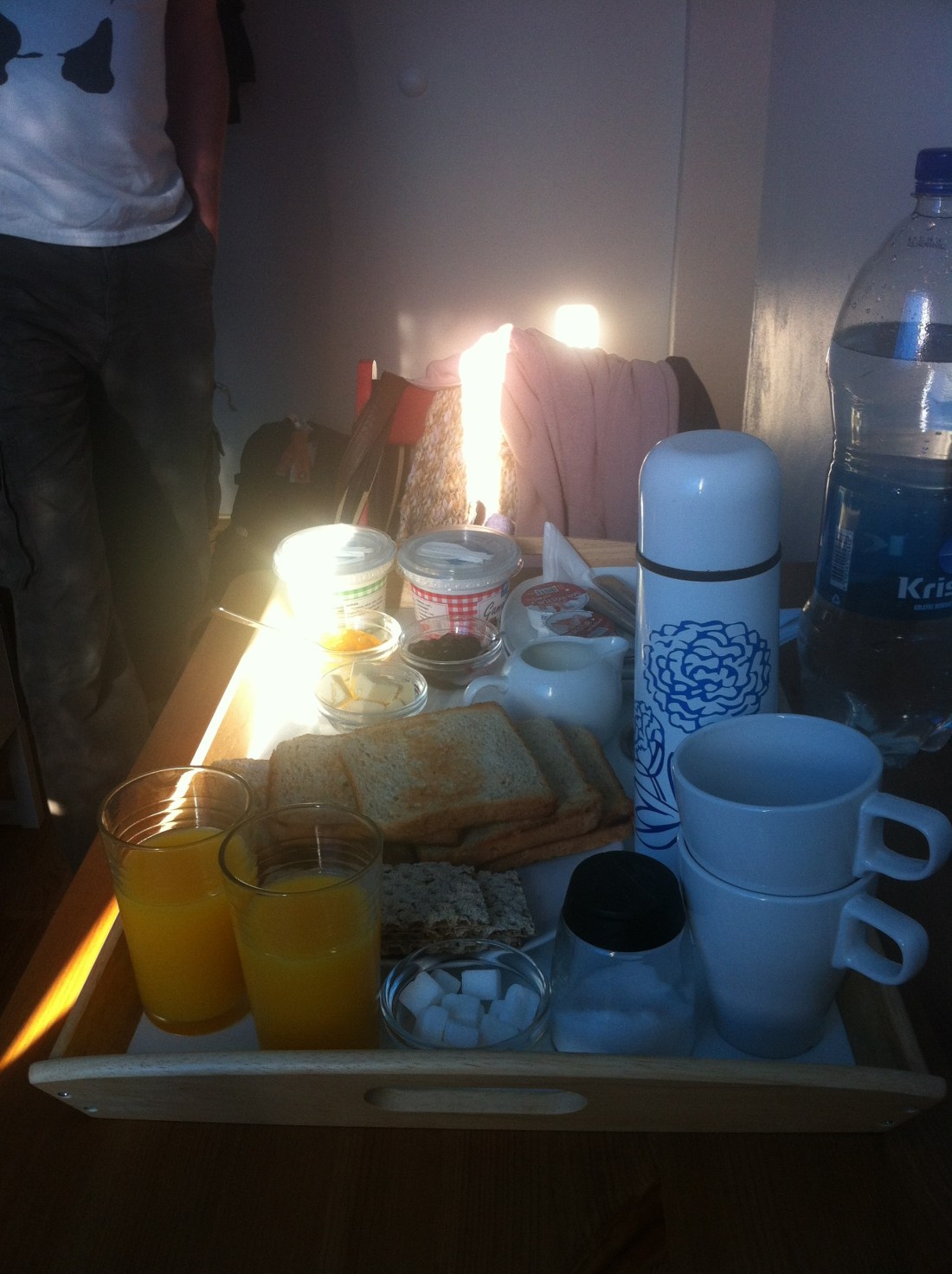 Breakfast, homemade and served in the room.