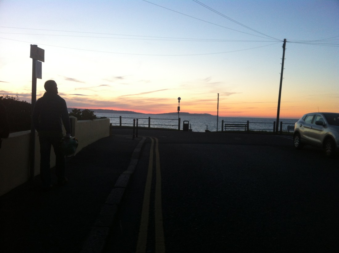 Walking to the yacht club, happy we made it