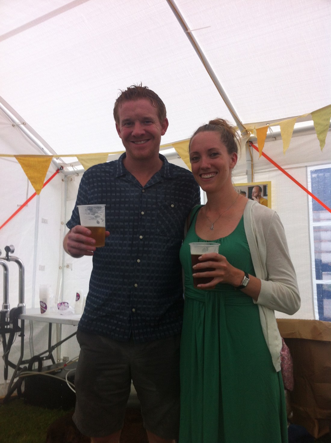 Staying dry in the free beer tent