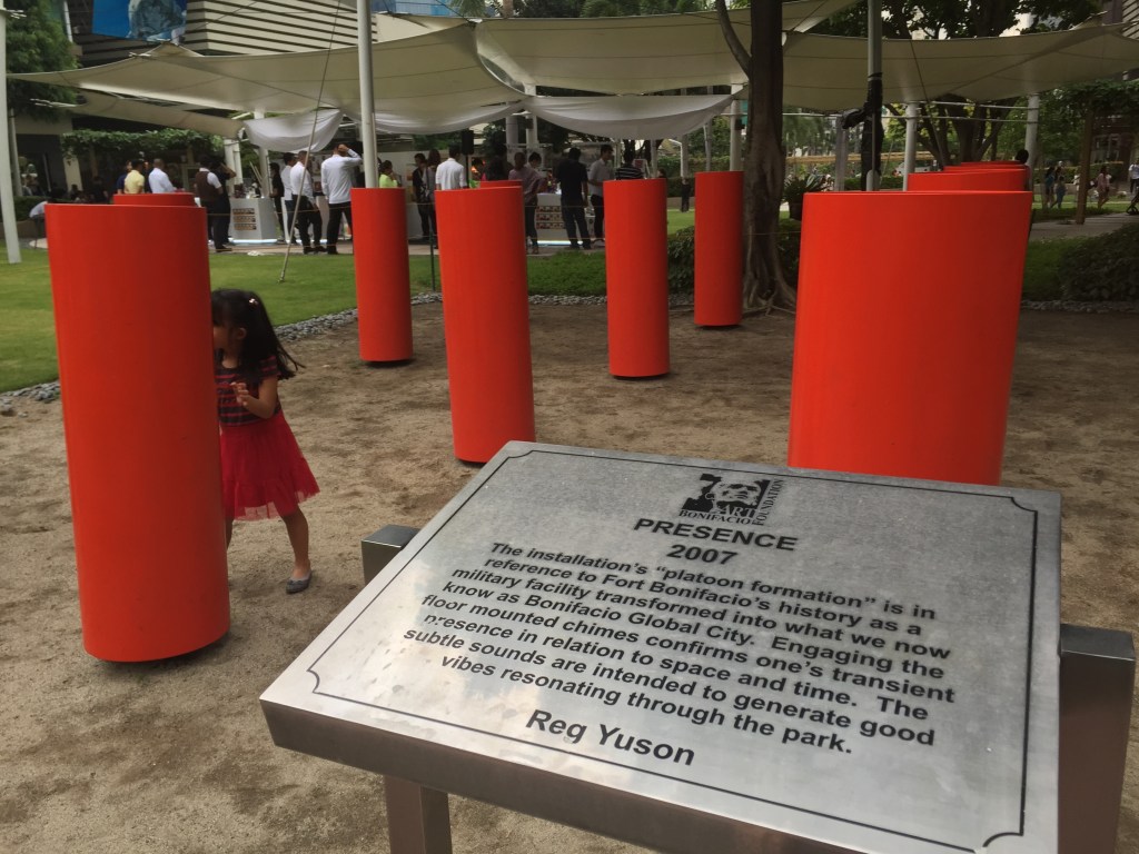 Giant red chimes on High Street, one of several art installations