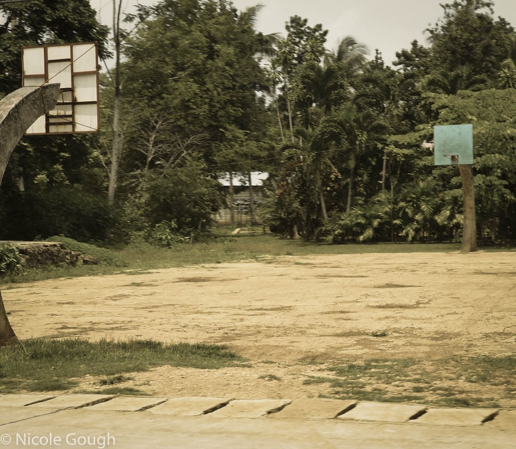 Makeshift basketball court, but not even the coolest one we saw!